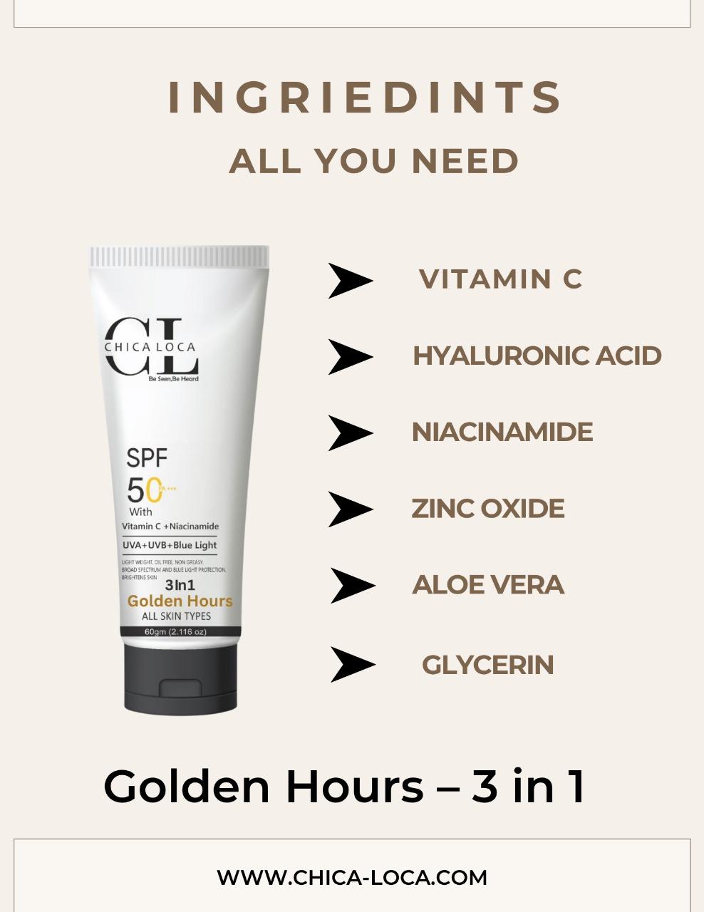 3in1 Golden Hours – Serum, Moisturizer & Sunscreen SPF 50